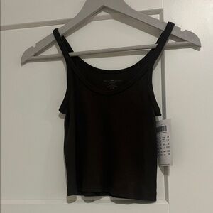 Brown Ribbed Tank Top - Women